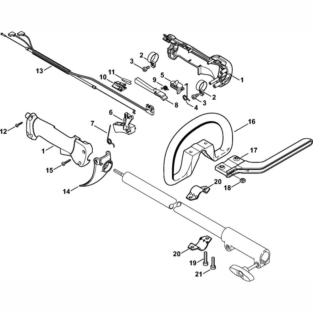 Sơ đồ Tay cầm điều khiển cho Stihl FR130T 2 control handle assembly for stihl fr130t backpack brushcutter
