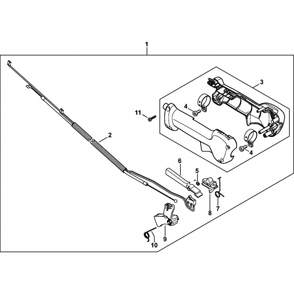 control handle assembly for stihl fr230t backpack brushcutter