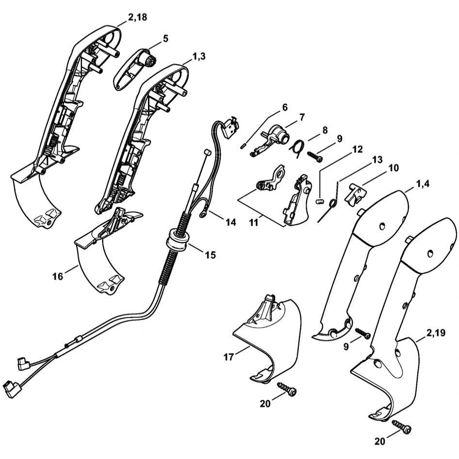 Sơ đồ Tay cầm điều khiển Stihl BR430 3 control handle br430 type2