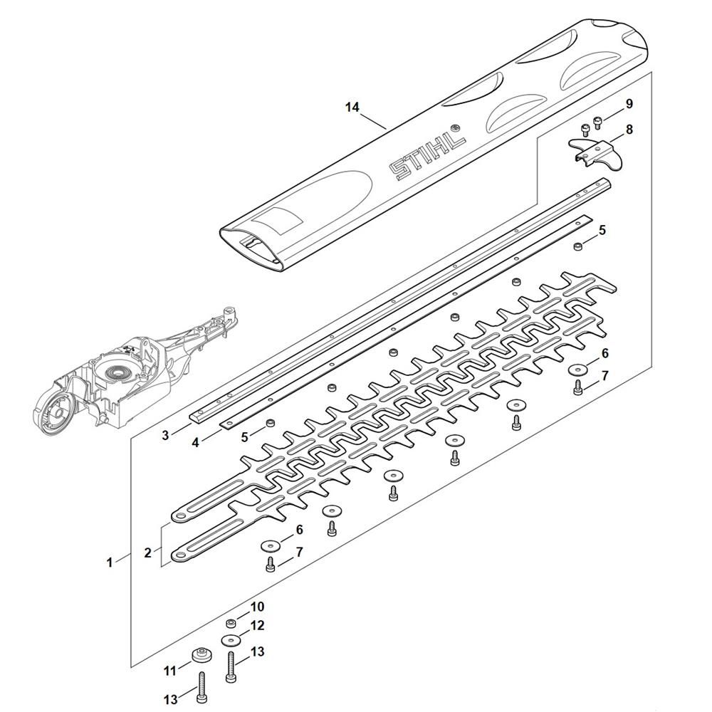 Sơ đồ Lắp ráp thanh cắt cho Stihl HLA 85 2 cutter bar assembly for stihl hla 85 hedge trimmer 1