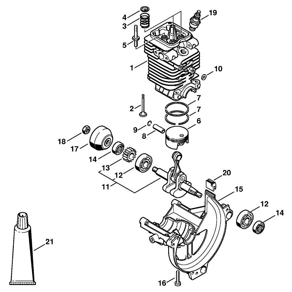 Sơ đồ Xi lanh & Chảo động cơ cho Stihl FR130T
