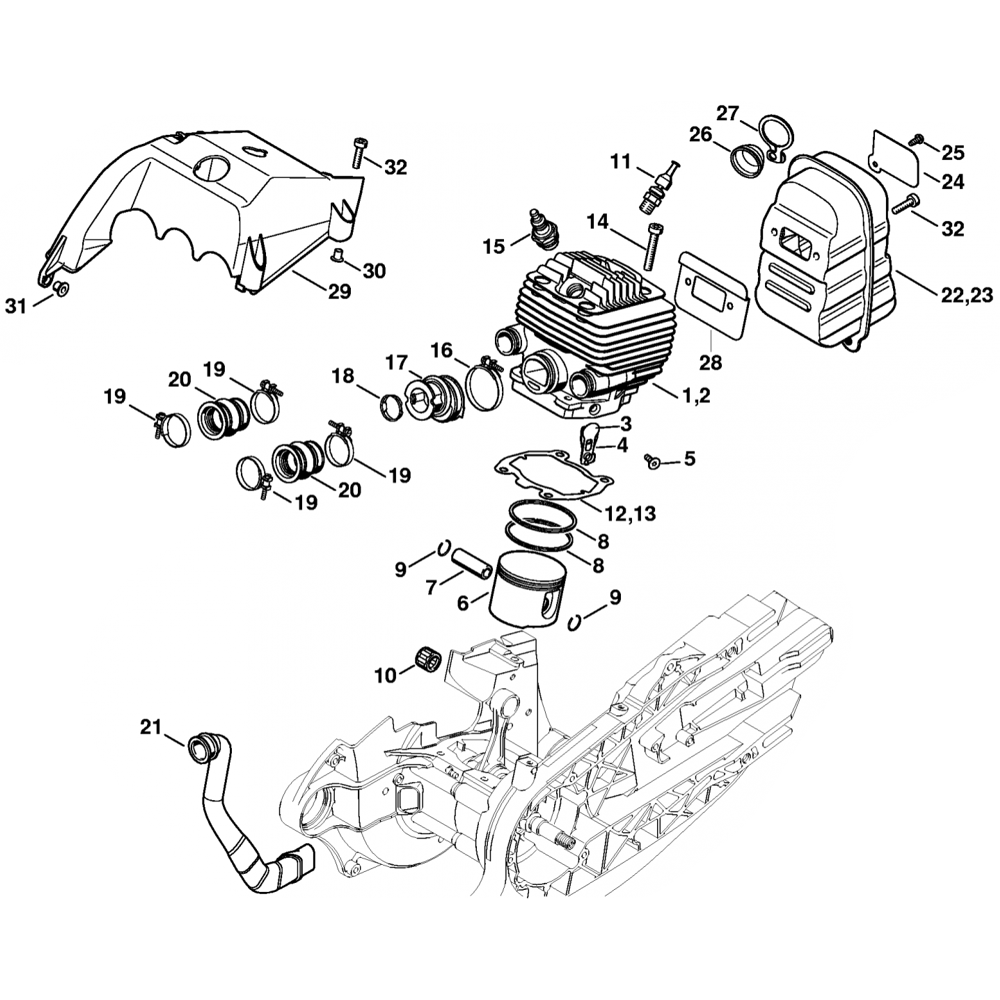 Sơ đồ Xi lanh & Bộ giảm âm cho Stihl TS800