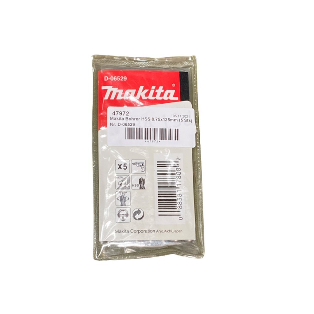 D-06529 Mũi Khoan Kim Loại Hss (5 Pcs) 8.75x125mm 2 d 06529mui khoan kim loai hss 5 pcs 875x125mm 506