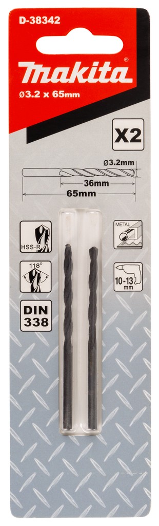 D-38342 Mũi Khoan Kim Loại Hss-r 2 Cái/Bộ 3.2mm