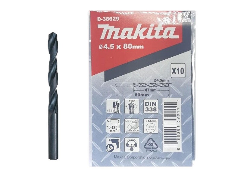 D-38629 Mũi Khoan Kim Loại Hss-r 10 Cái/Bộ 4.5mm