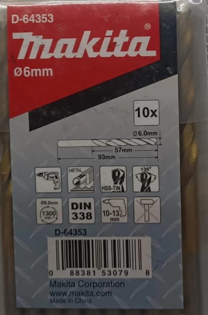 d 64353mui khoan kim loai hss tin loai kinh te 6x93mm 10pcs 419