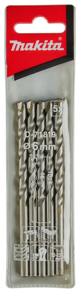 D-71819 Mũi Khoan Bê Tông Chuôi Kẹp 5Pcs/Bộ 6x100mm 3 d 71819mui khoan be tong chuoi kep 5pcsbo 6x100mm 634