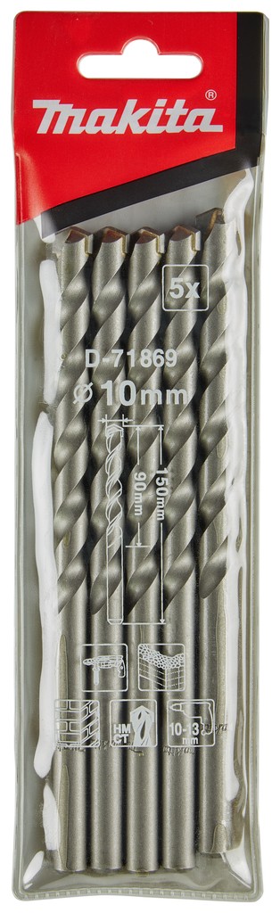 D-71869 Mũi Khoan Bê Tông Chuôi Kẹp 5Pcs/Bộ 10x150mm 3 d 71869mui khoan be tong chuoi kep 5pcsbo 10x150mm 807