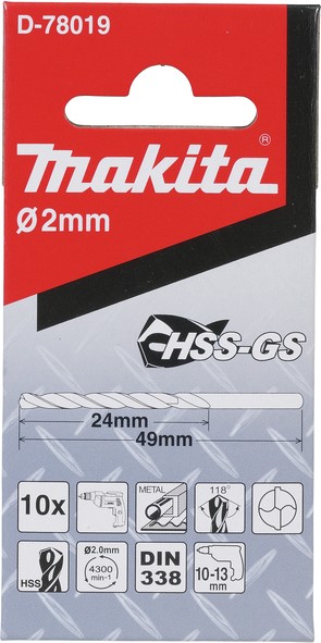 D-78019 Mũi Khoan Kim Loại HSS-GS 10Pcs2x49mm