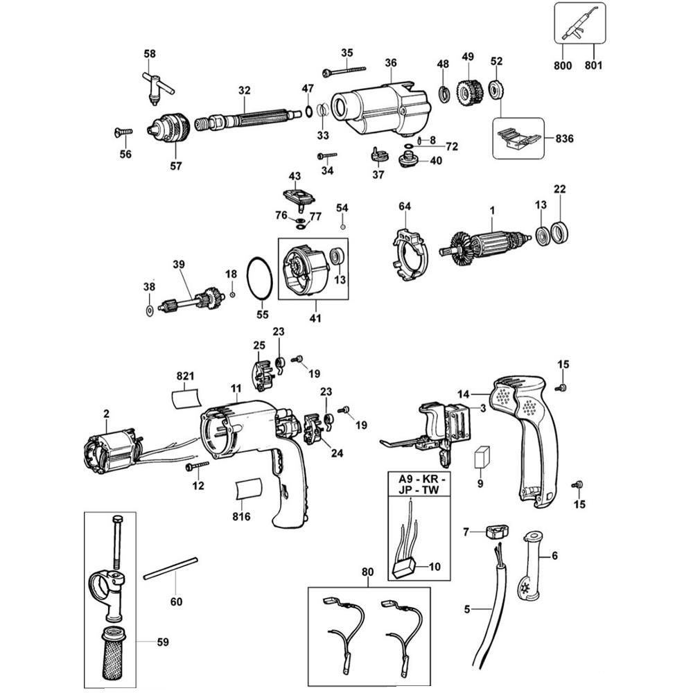 Sơ đồ Lắp ráp máy khoan DeWalt D21720