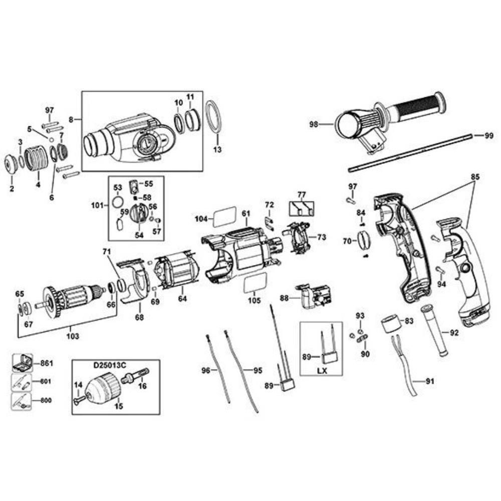 Sơ đồ Lắp ráp động cơ cho DeWalt D25012K