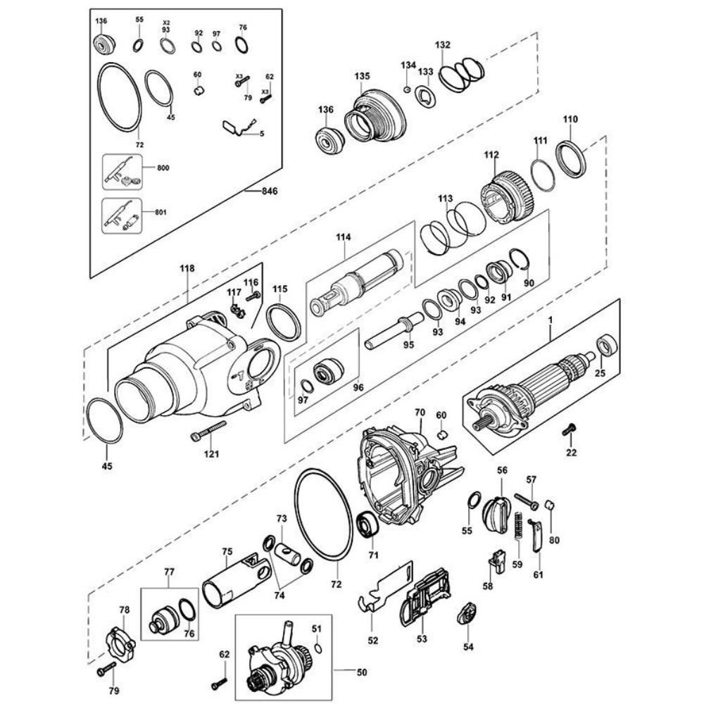 Sơ đồ Lắp ráp xi lanh cho DeWalt D25103K