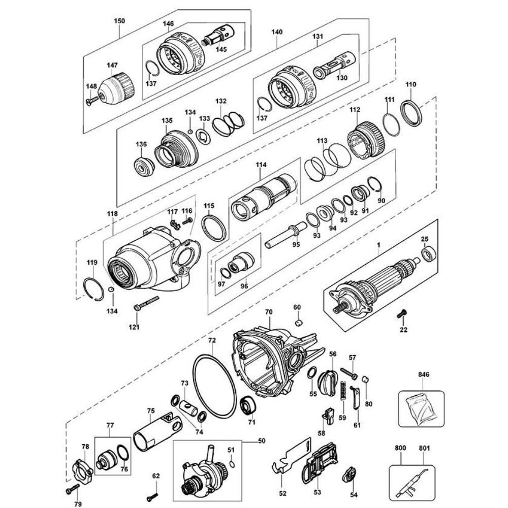 Sơ đồ Lắp ráp ly hợp cho DeWalt D25104K