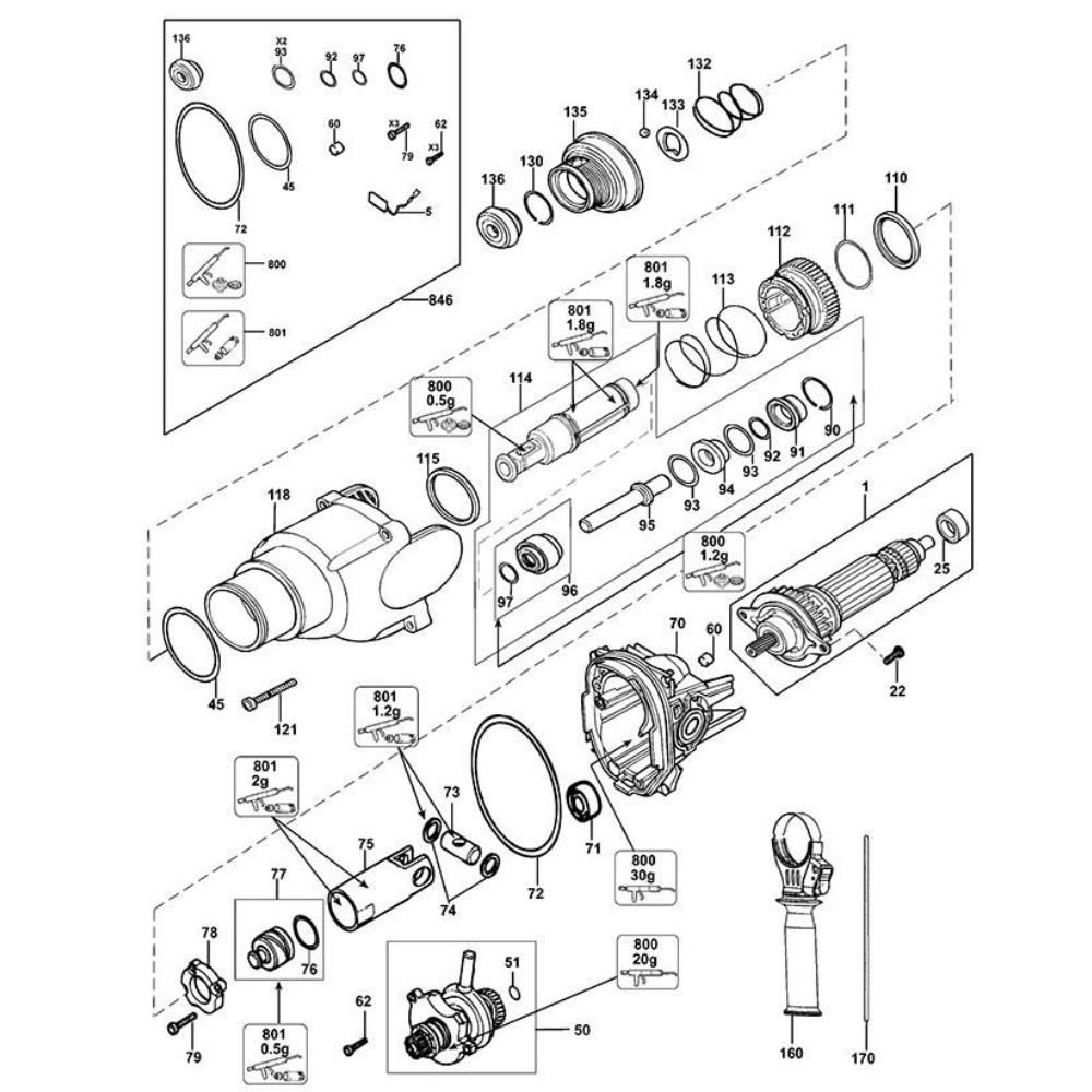 Sơ đồ Lắp ráp chính cho DeWalt D25111K
