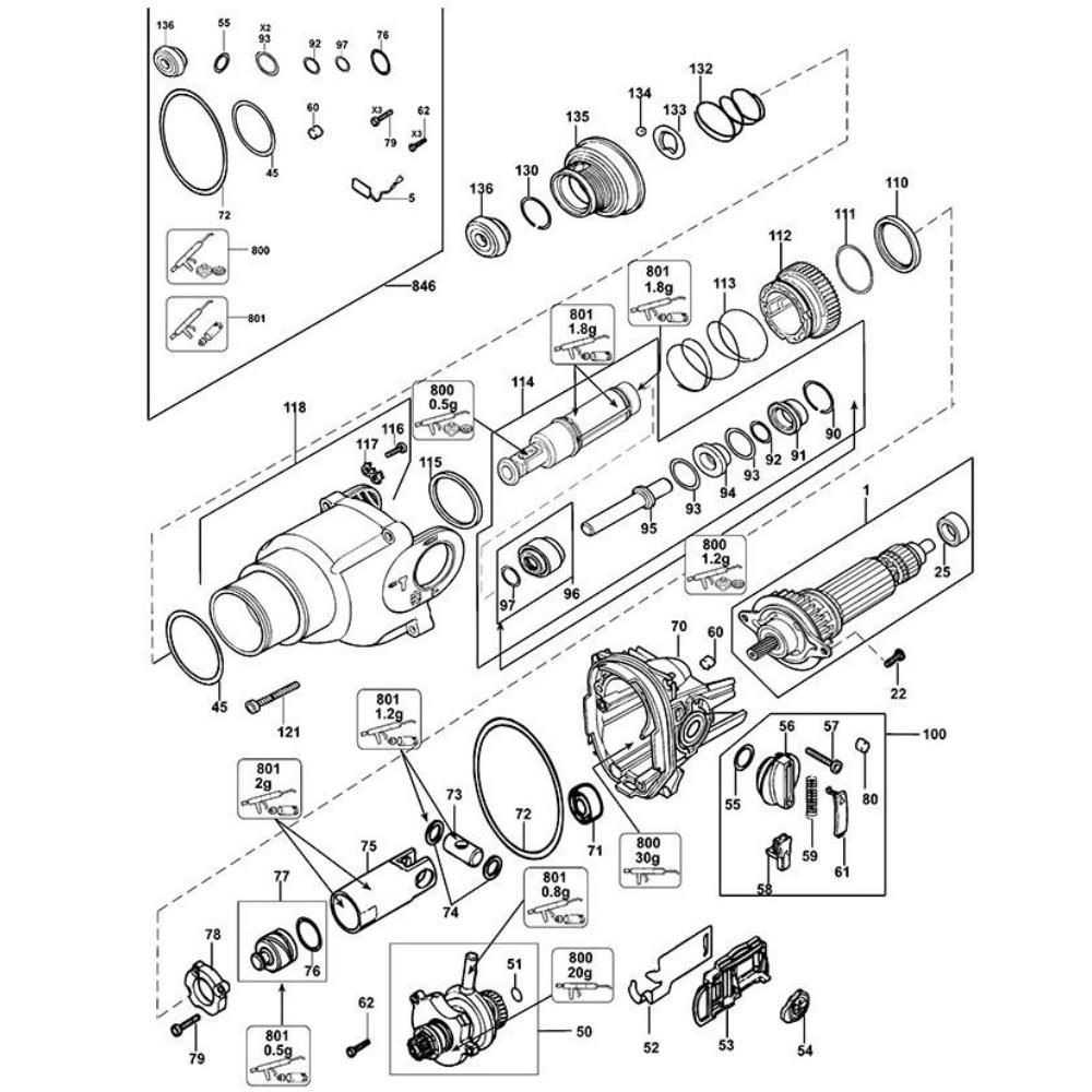 Sơ đồ Lắp ráp chính cho DeWalt D25113K