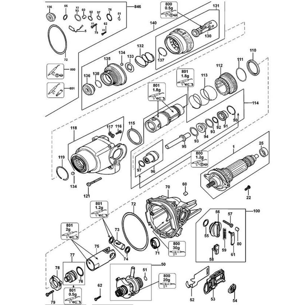 Sơ đồ Lắp ráp chính cho DeWalt D25114K