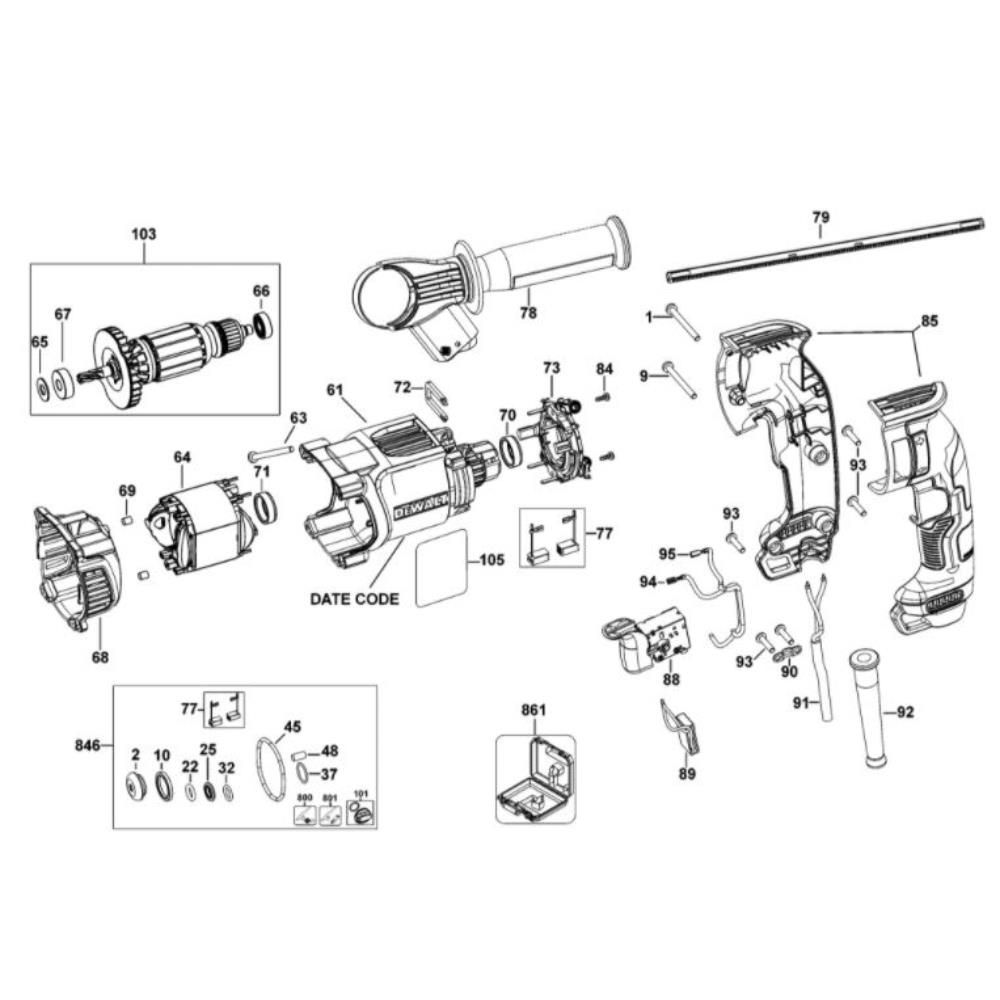 Sơ đồ Lắp ráp chính cho DeWalt D25132 3 d25132 type 1 1