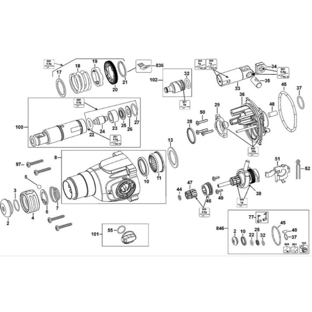 Sơ đồ Lắp ráp nhà ở cho DeWalt D25133