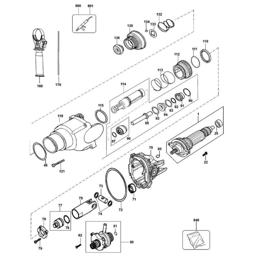 Sơ đồ Lắp ráp ly hợp cho DeWalt D25201K