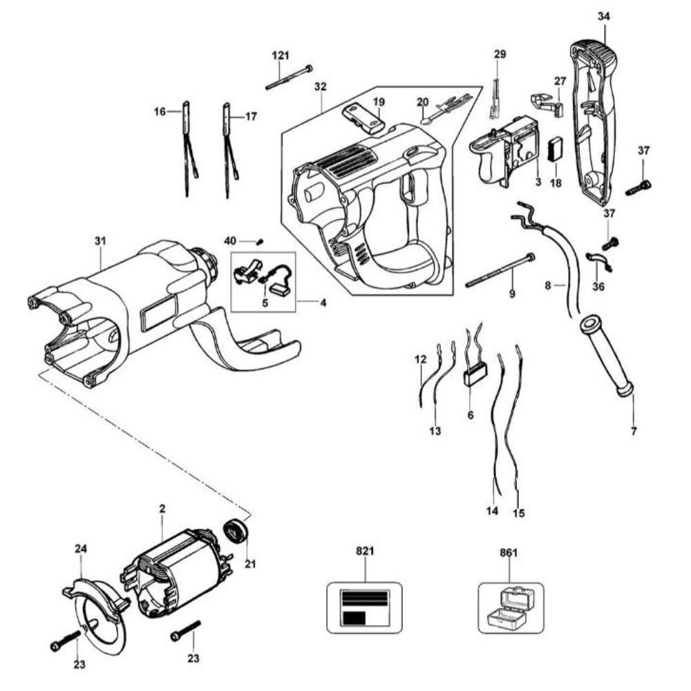 Sơ đồ Lắp ráp chính cho DeWalt D25201K