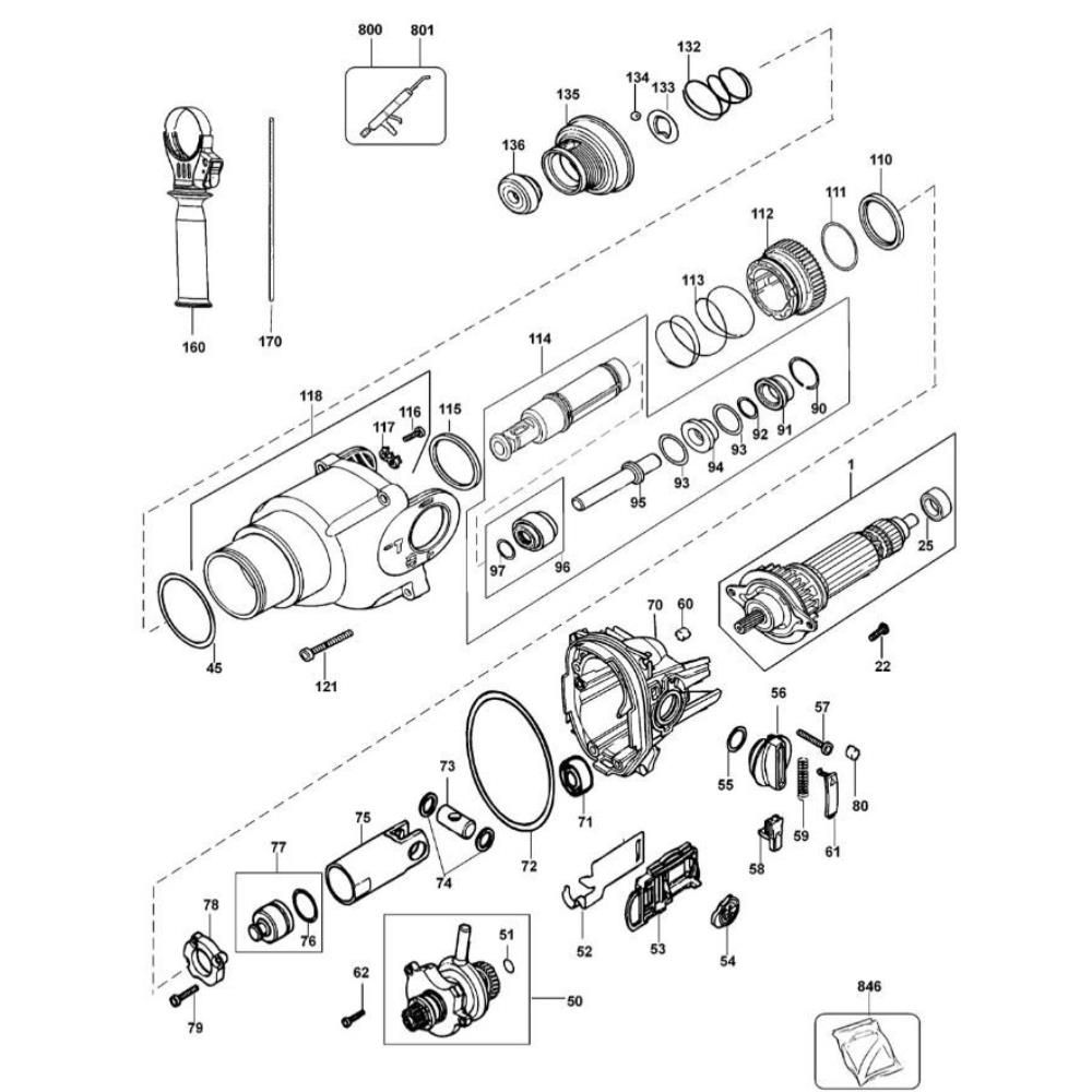 Sơ đồ Lắp ráp chính cho DeWalt D25203K