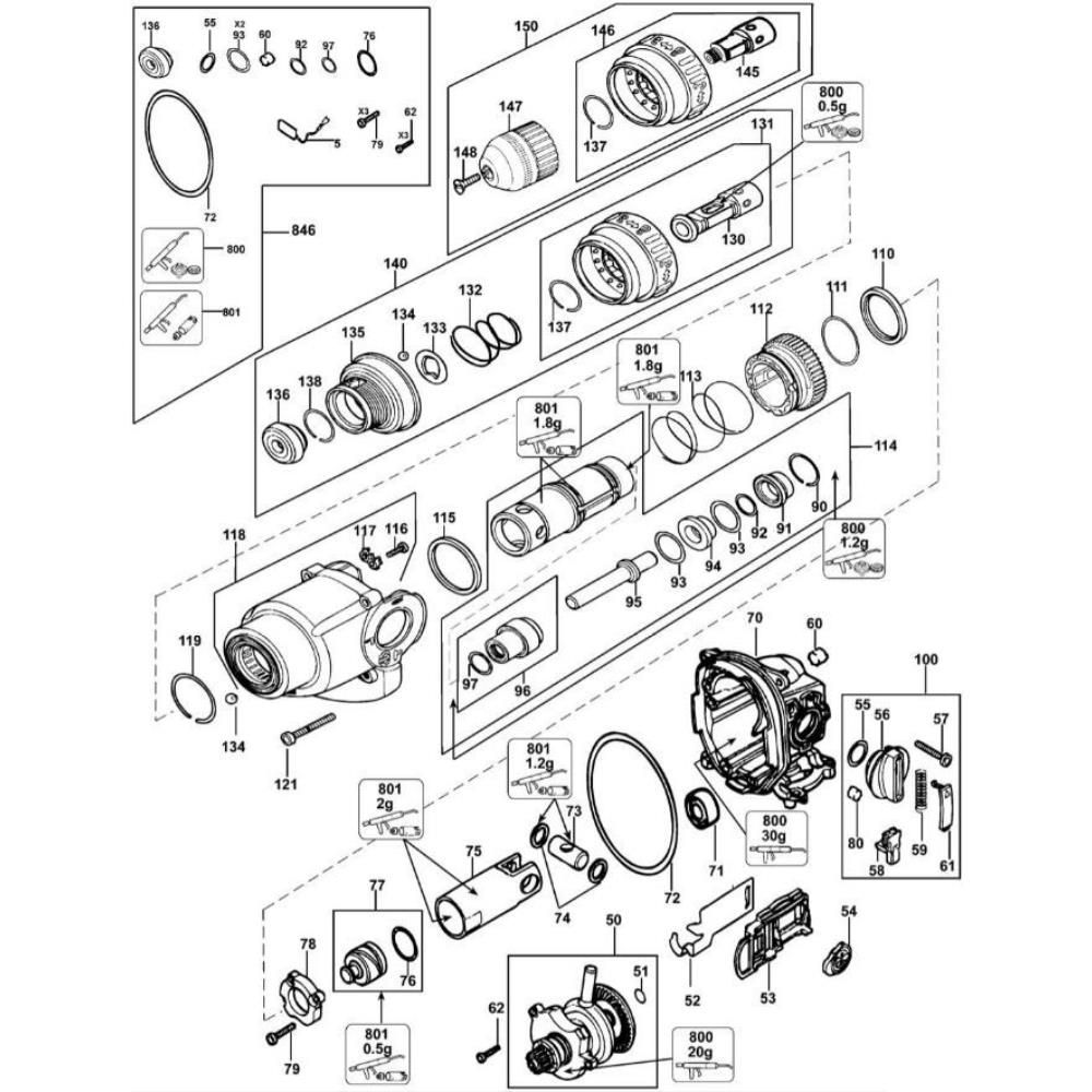 Sơ đồ Lắp ráp ly hợp cho DeWalt D25314K