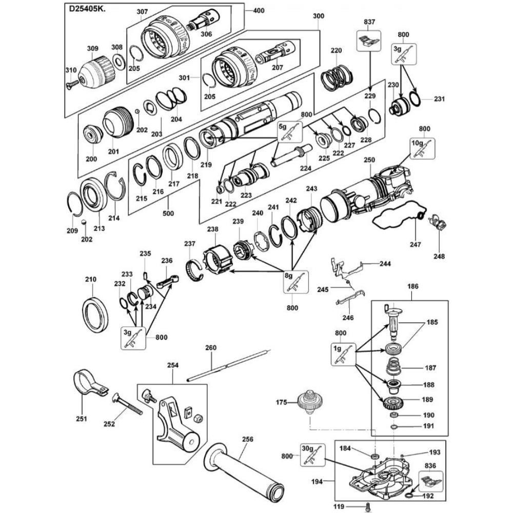 Sơ đồ Lắp ráp pít-tông cho DeWalt D25404K