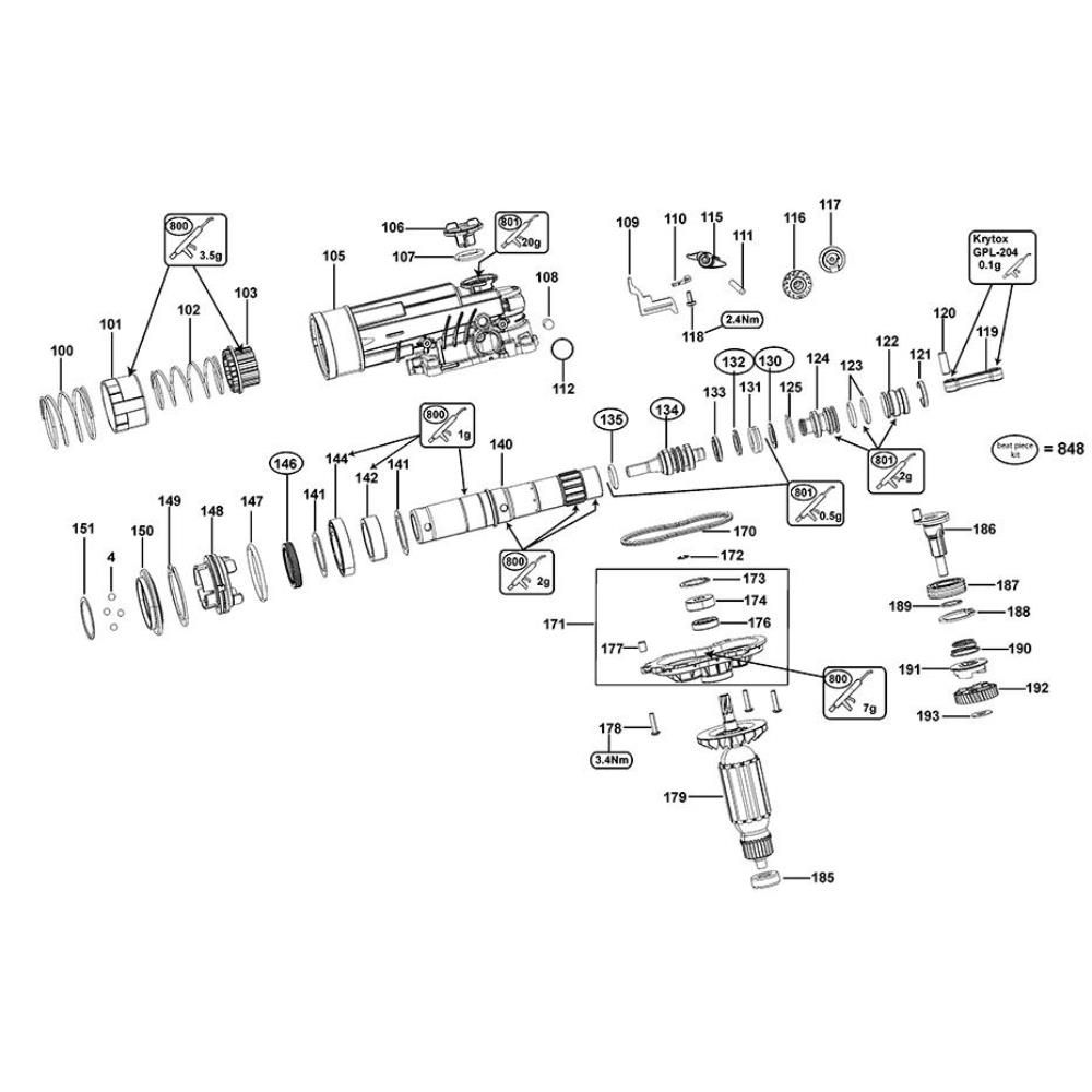 Sơ đồ Lắp ráp pít-tông cho DeWalt D25430K