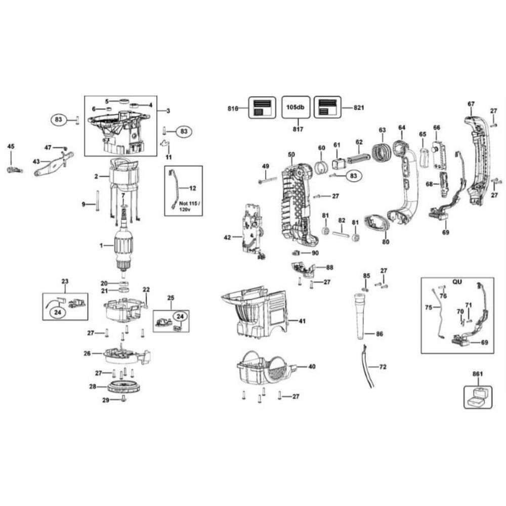 Sơ đồ Lắp ráp chính cho DeWalt D25603K
