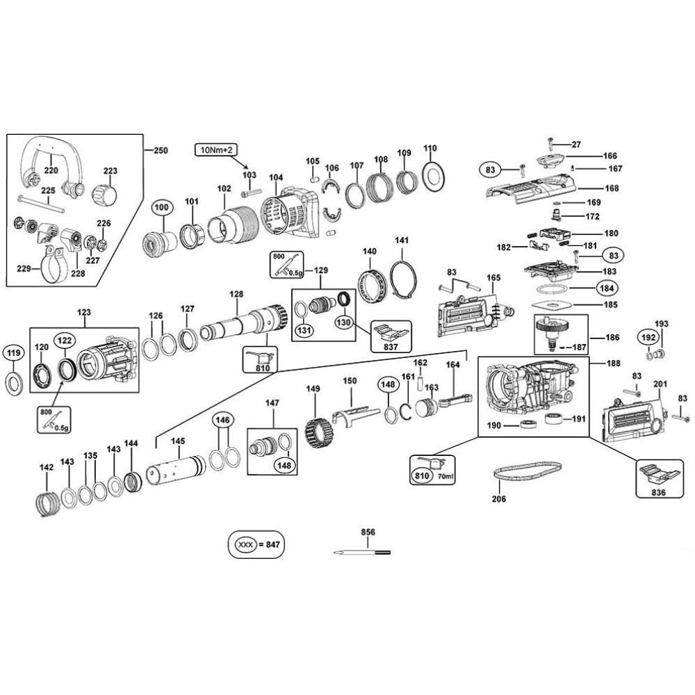 Sơ đồ Lắp ráp pít-tông cho DeWalt D25831K