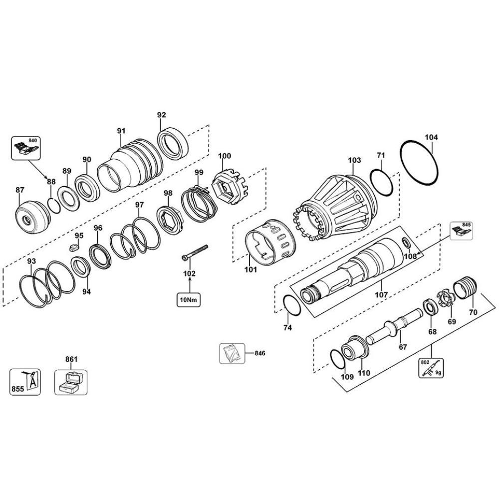 Sơ đồ Lắp ráp trục chính cho DeWalt D25901K