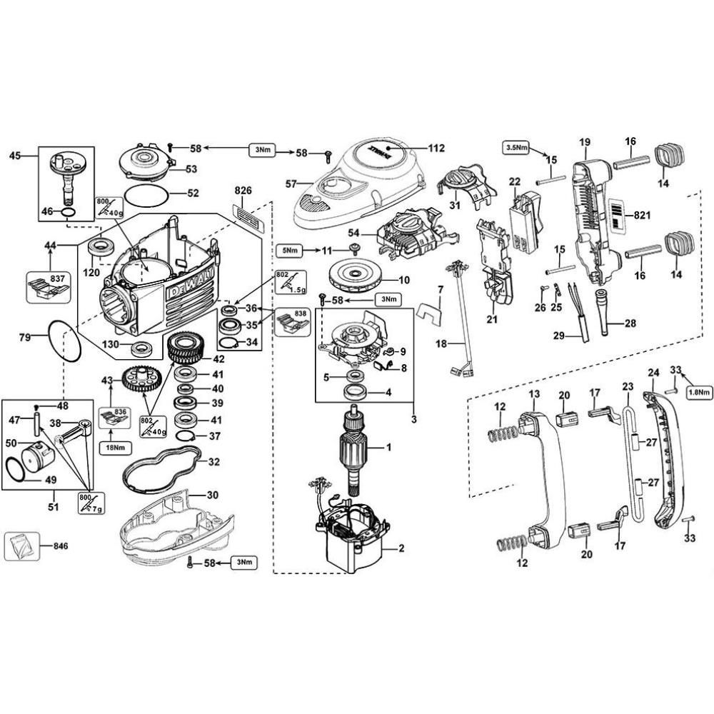 Sơ đồ Lắp ráp chính cho DeWalt D25901K 2 d25901k type 1