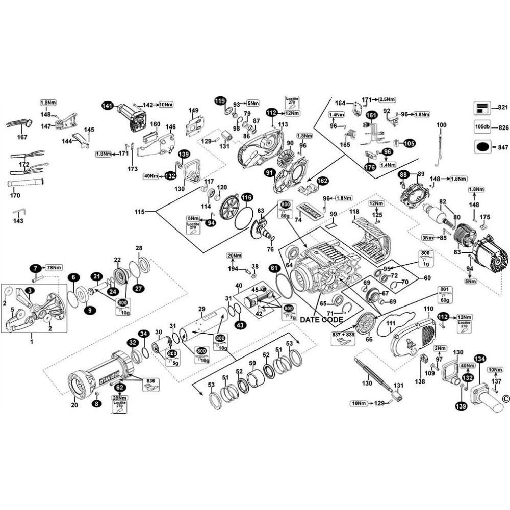 Sơ đồ Lắp ráp chính DeWalt D25981