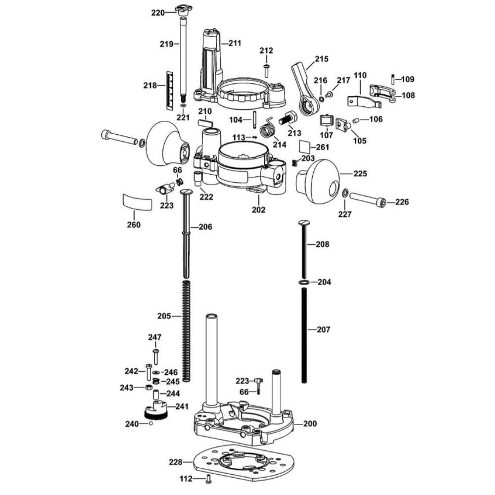 Sơ đồ Lắp ráp tấm đế cho Bộ định tuyến DeWalt 2 d26204k type 1 2