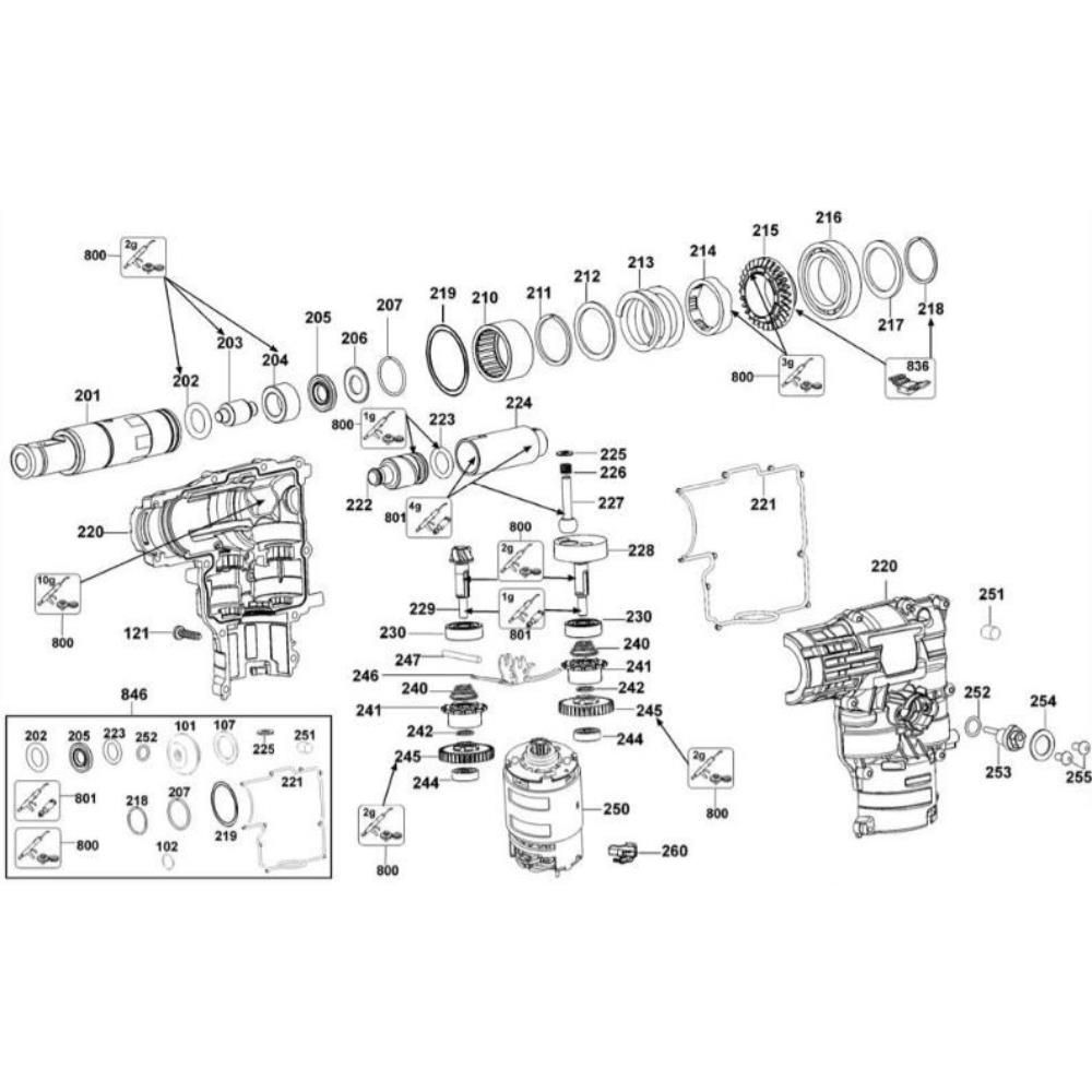 Sơ đồ Lắp ráp trục khuỷu cho DeWalt DC228KL