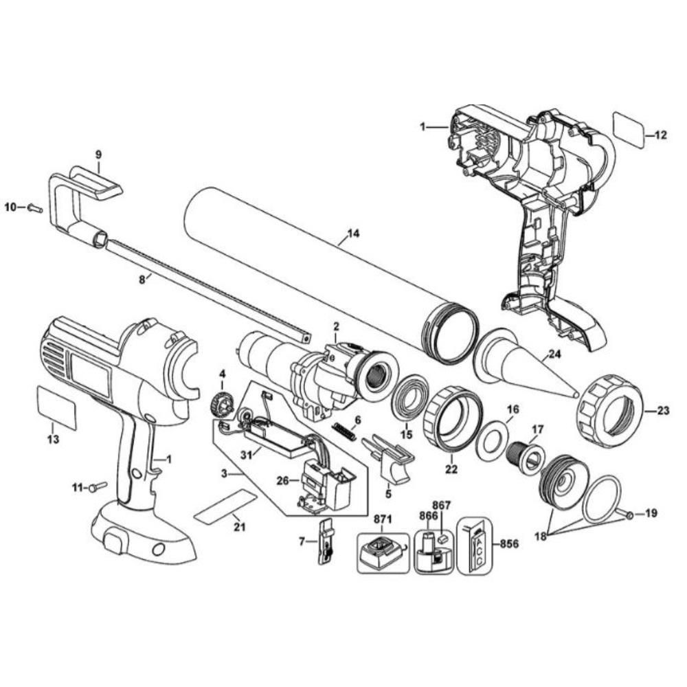 Sơ đồ Lắp ráp súng caulk DeWalt DC547 2 dc547 type 2