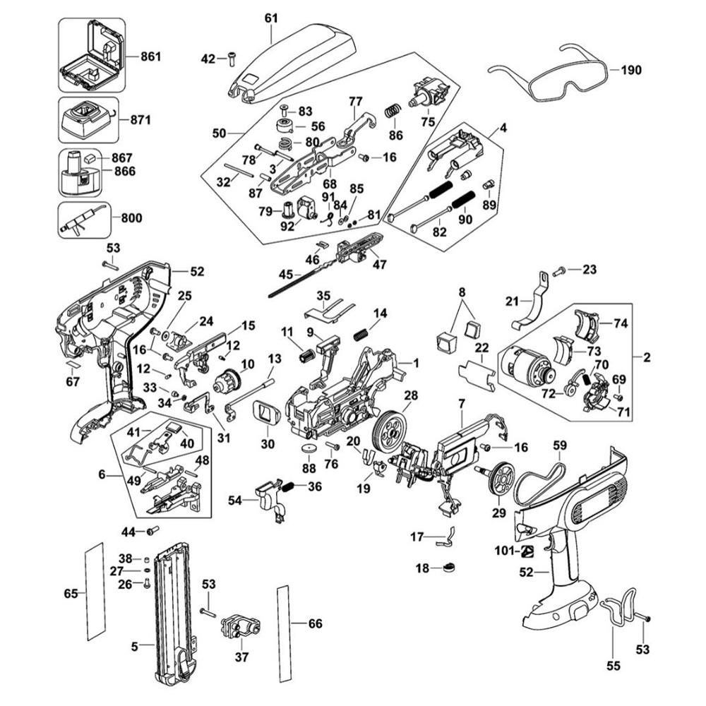 Sơ đồ Lắp ráp chính cho DeWalt DC608 3 dc608 type 1