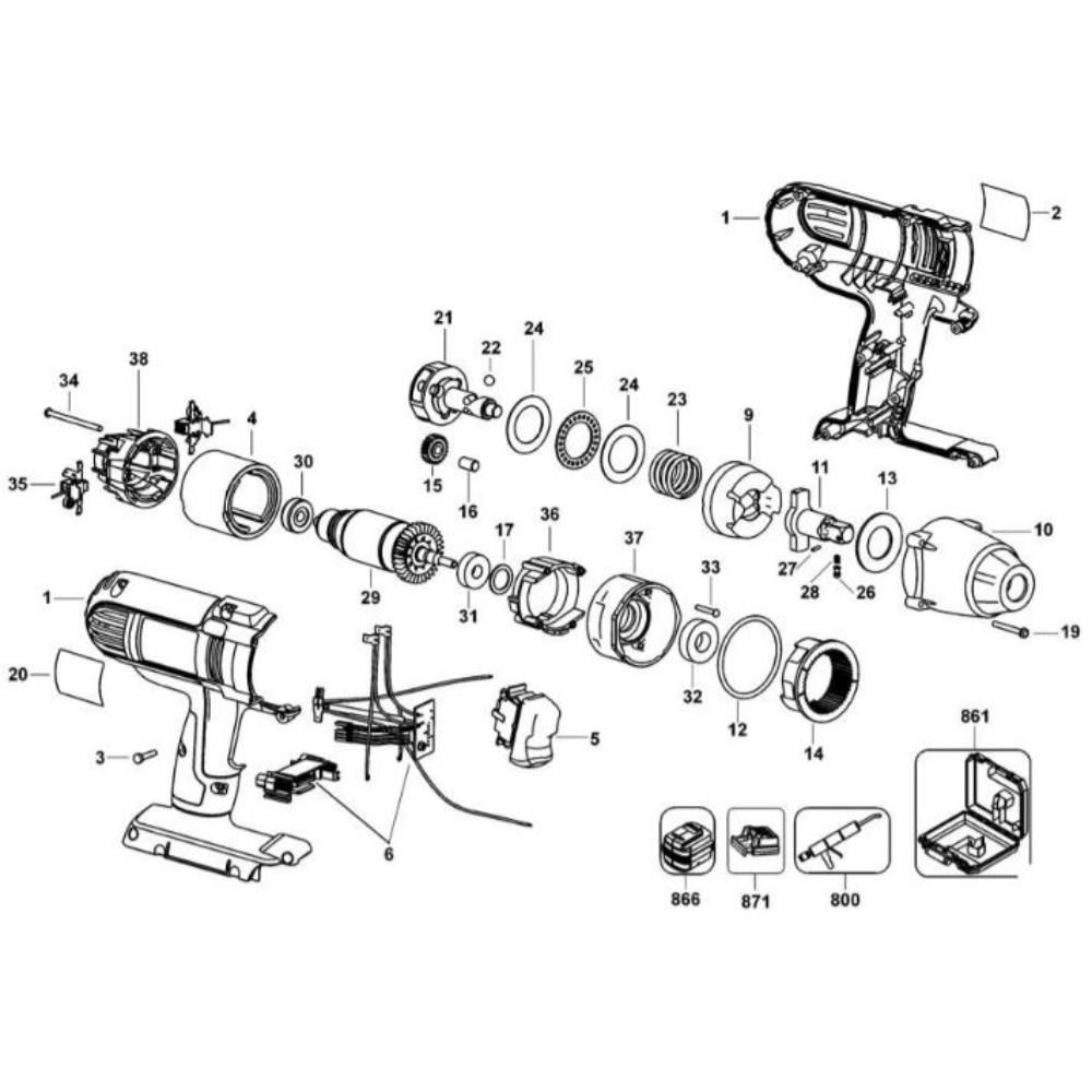 Sơ đồ Lắp ráp DeWalt DC800 Loại 1 2 dc800 type 1