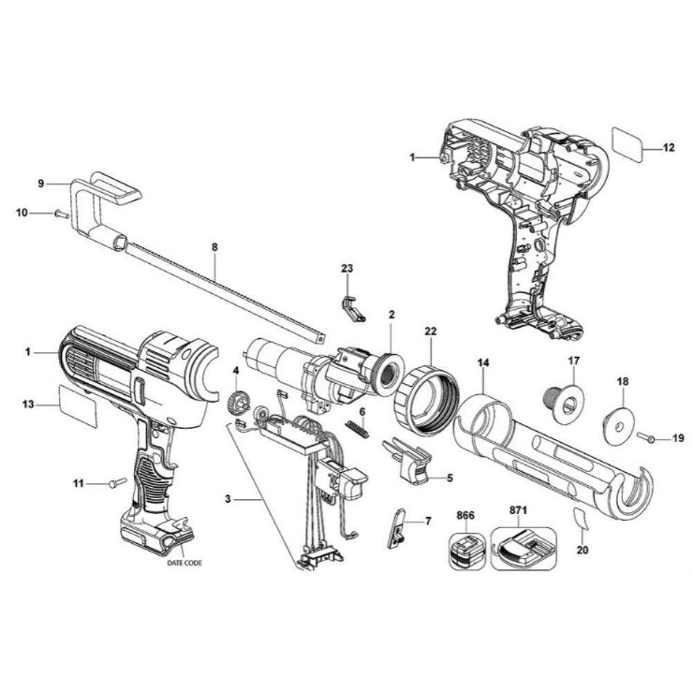 Sơ đồ Lắp ráp súng caulk DeWalt DCE560D1 2 dce560d1 type 1