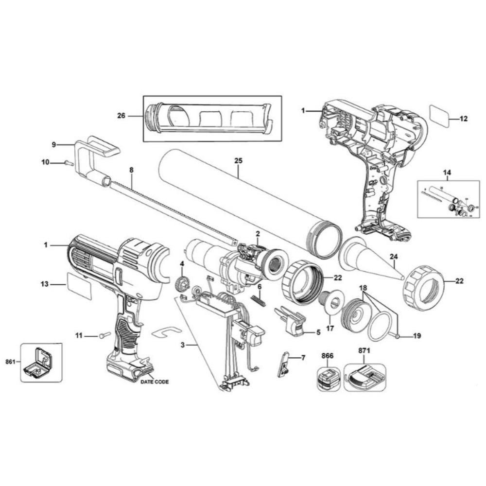 Sơ đồ Súng bắn keo DeWalt DCE581D1