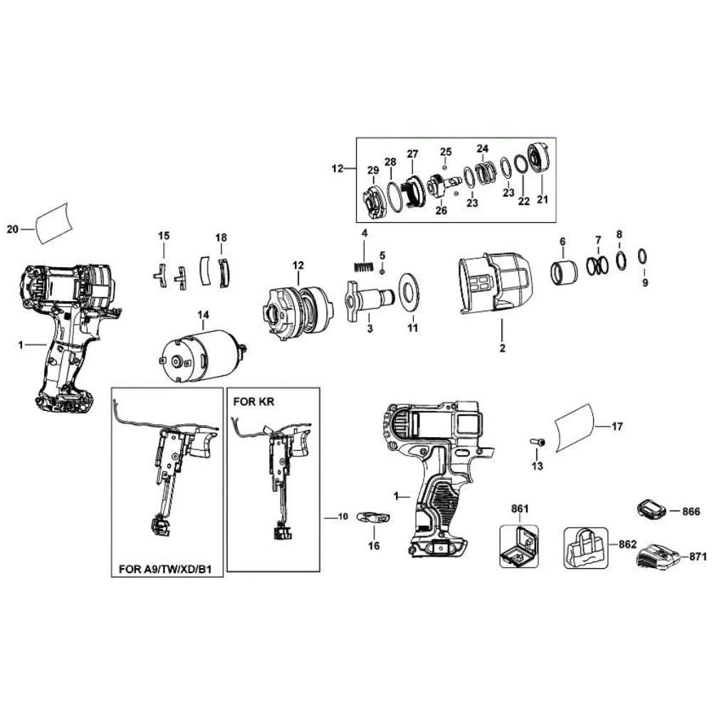 Sơ đồ Lắp ráp chính DeWalt DCF805 3 dcf805 type 1
