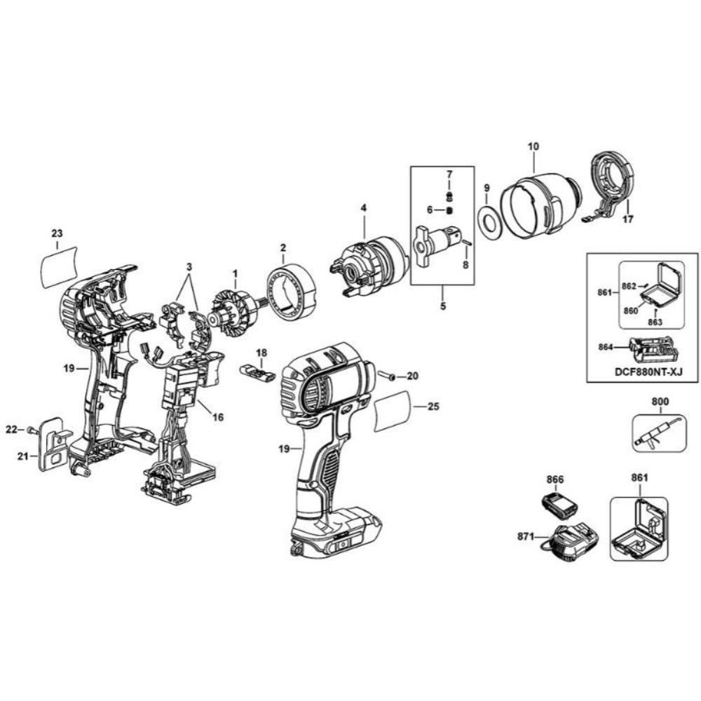 Sơ đồ Lắp ráp chính cho DeWalt DCF880D2 3 dcf880d2 type 10