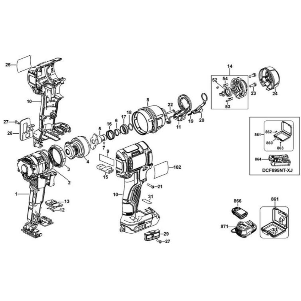 Sơ đồ Lắp ráp chính cho DeWalt DCF895 2 dcf895 type 10