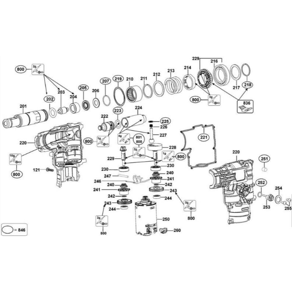 Sơ đồ Lắp ráp trục khuỷu cho DeWalt DCH213