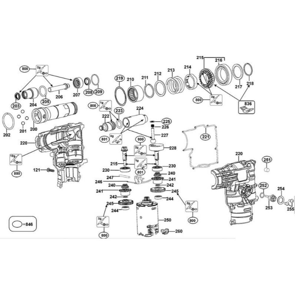 Sơ đồ Lắp ráp trục khuỷu cho DeWalt DCH214