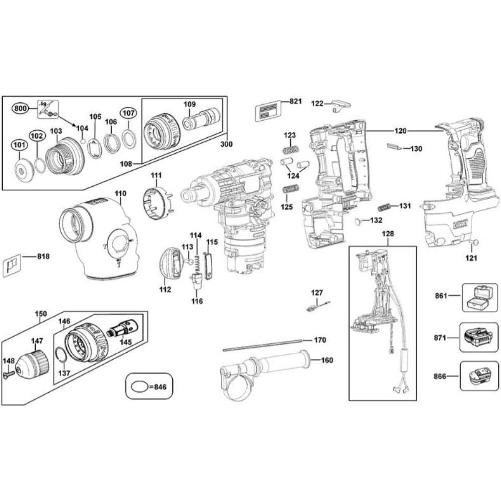 Sơ đồ Lắp ráp chính cho DeWalt DCH214 3 dch214 type 1