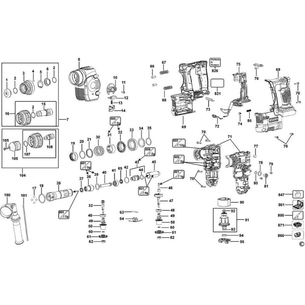 Sơ đồ Lắp ráp chính DeWalt DCH254 3 dch254