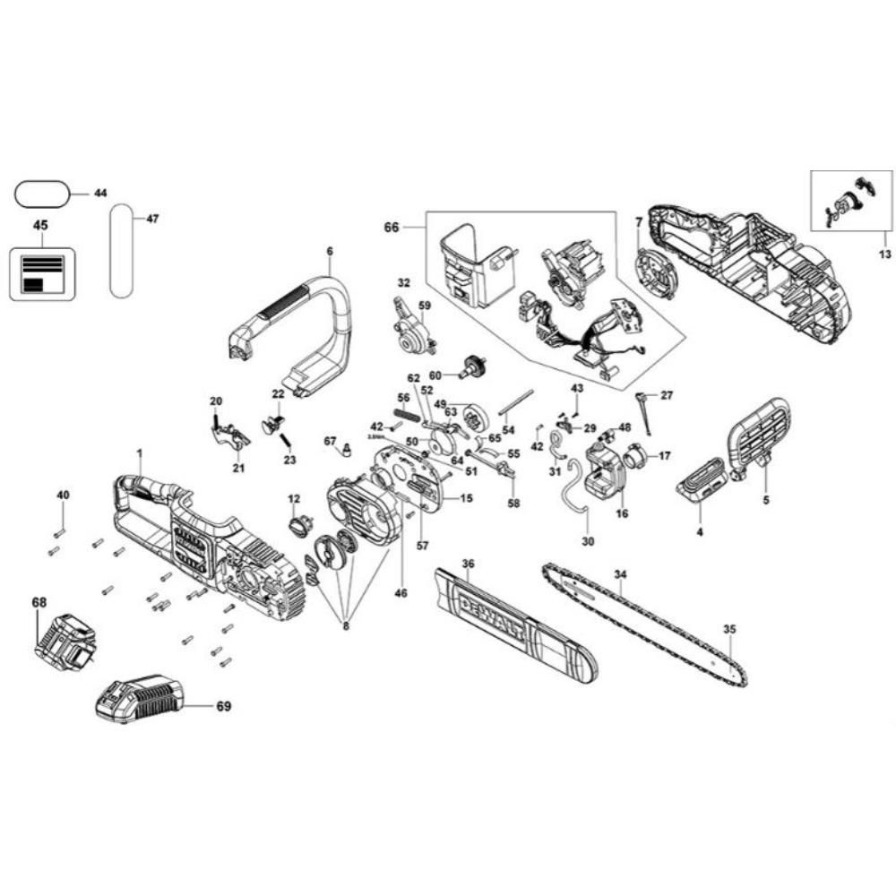 Sơ đồ Lắp ráp chính cho cưa xích DeWalt