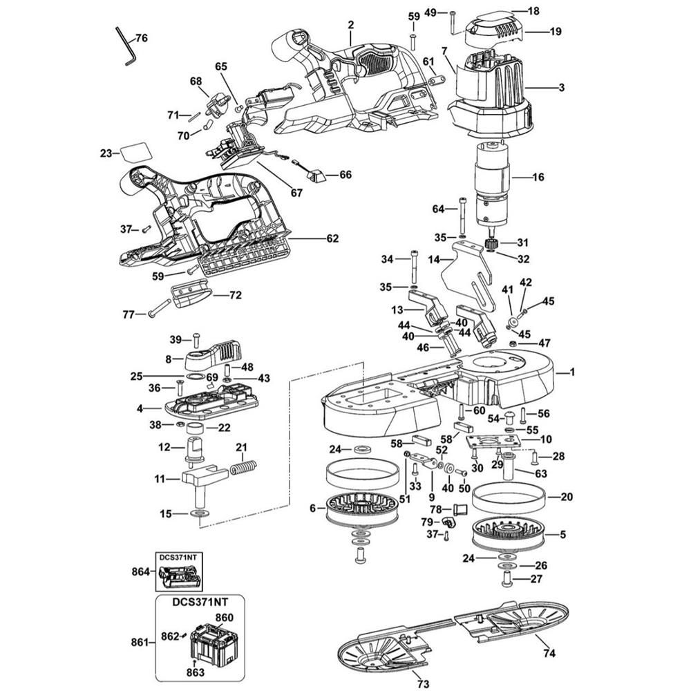 Sơ đồ Lắp ráp chính cho DeWalt DCS371 2 dcs371 type 1