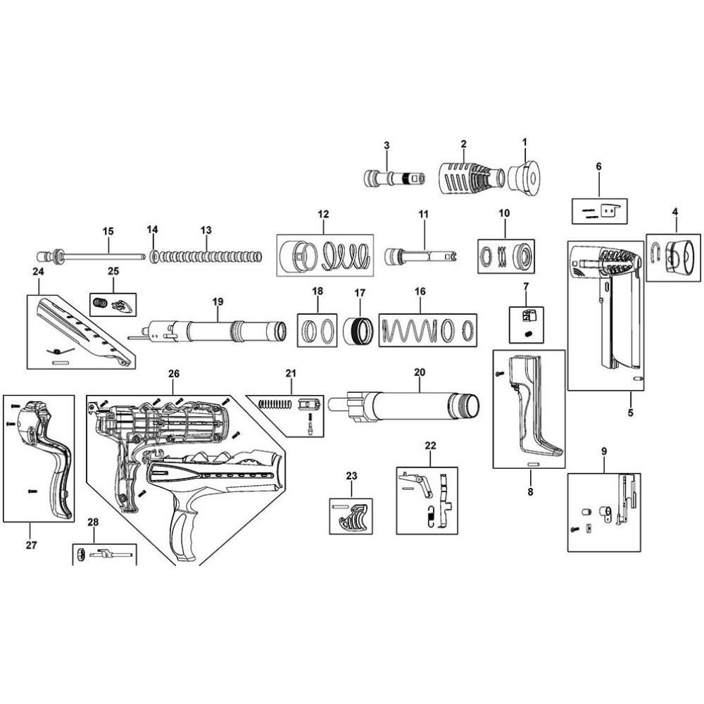Sơ đồ Lắp ráp chính cho DeWalt Nailer 2 ddf2130000 type 1